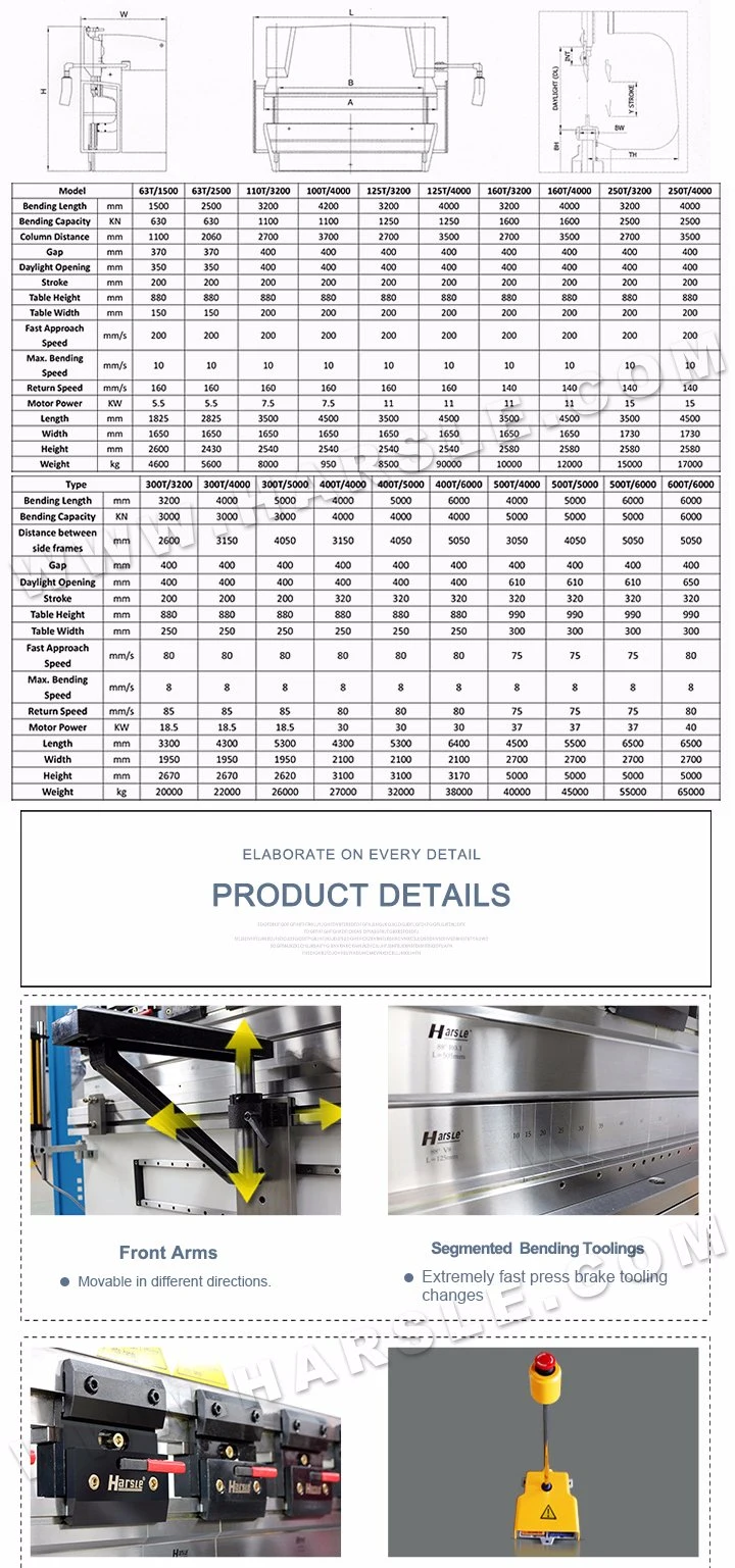 Harsle We67K Hydraulic CNC Sheet Metal Folding Press Brake